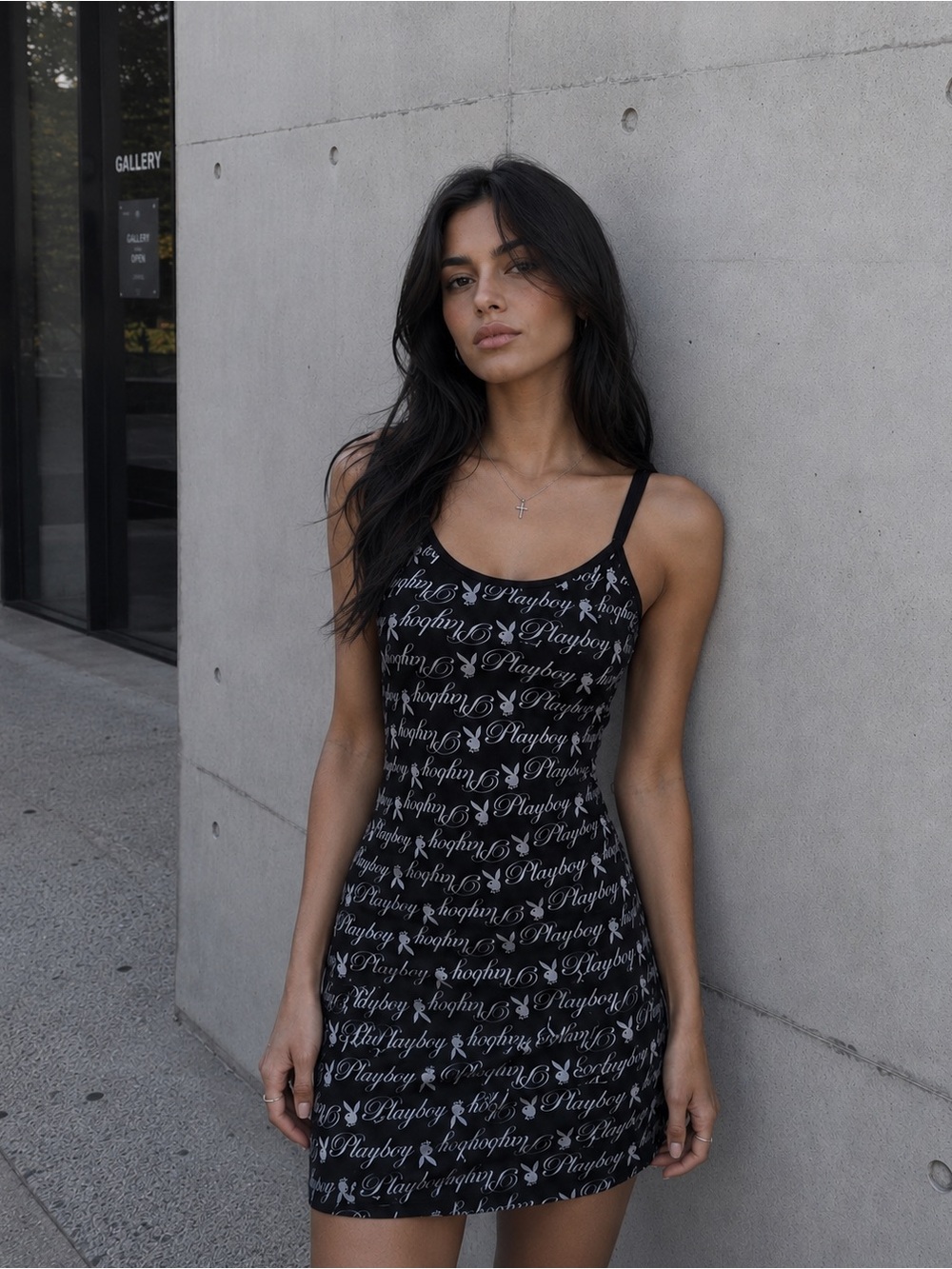 NWOT Vintage Playboy Black Script Logo Slip Dress by Playboy- Rare